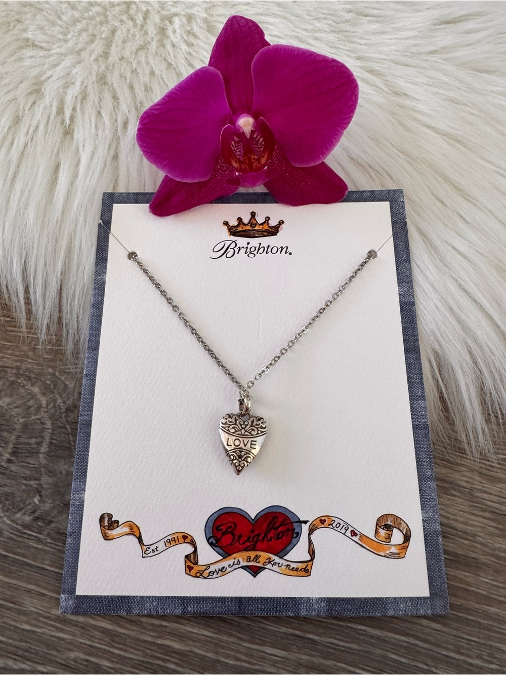 💕 BRIGHTON Silver Heart Pendant Reversible Adjustable Necklace